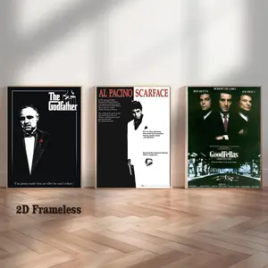 3-Piece Set | Frameless | Frameless Design | Legendary Gangster Movie Posters | Canvas Prints | Art Prints | Gangster Portraits | Canvas Art | “Scarface” | Escobar | “The Godfather” | Wall Decor | Artwork