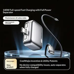 Smart Auto Cut Off Charging Cable, Outdoor Self eject charger，Outdoor Electronic Accessories Fast Charging Cord for Camping Travel Night Charging, Battery Protection for iPhone Android