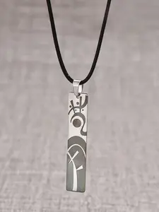 Stainless Steel Anime Pendant Leather Necklace, Unisex Fashion Jewelry, Durable & Stylish Accessory for Daily Wear