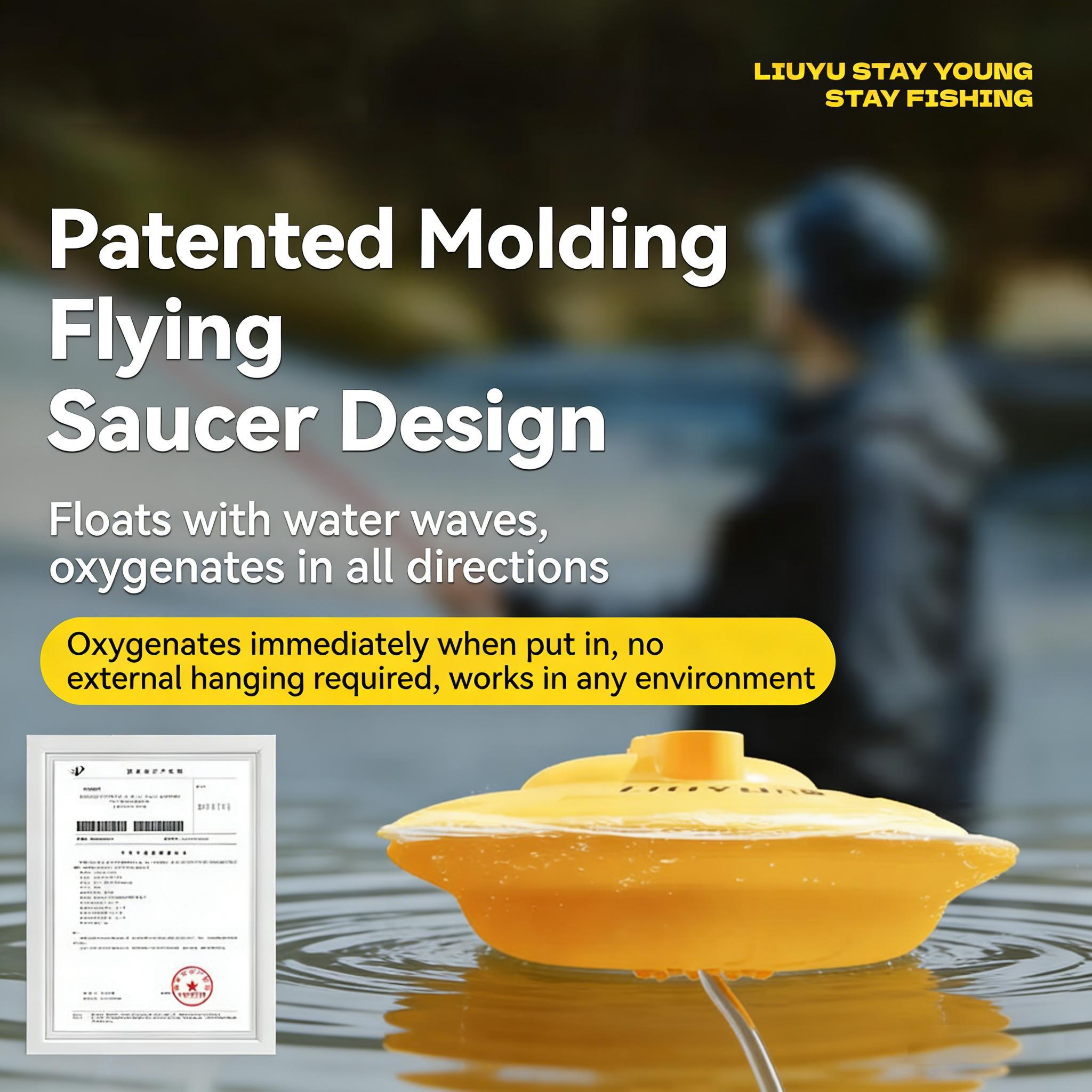 Live bait oxygen pump, IPX7 waterproof, magnetic charging, portable lightweight design, three adjustable airflow speeds, up to 20 hours battery life, suitable for outdoor fishing, emergency power outages, and live fish transport.