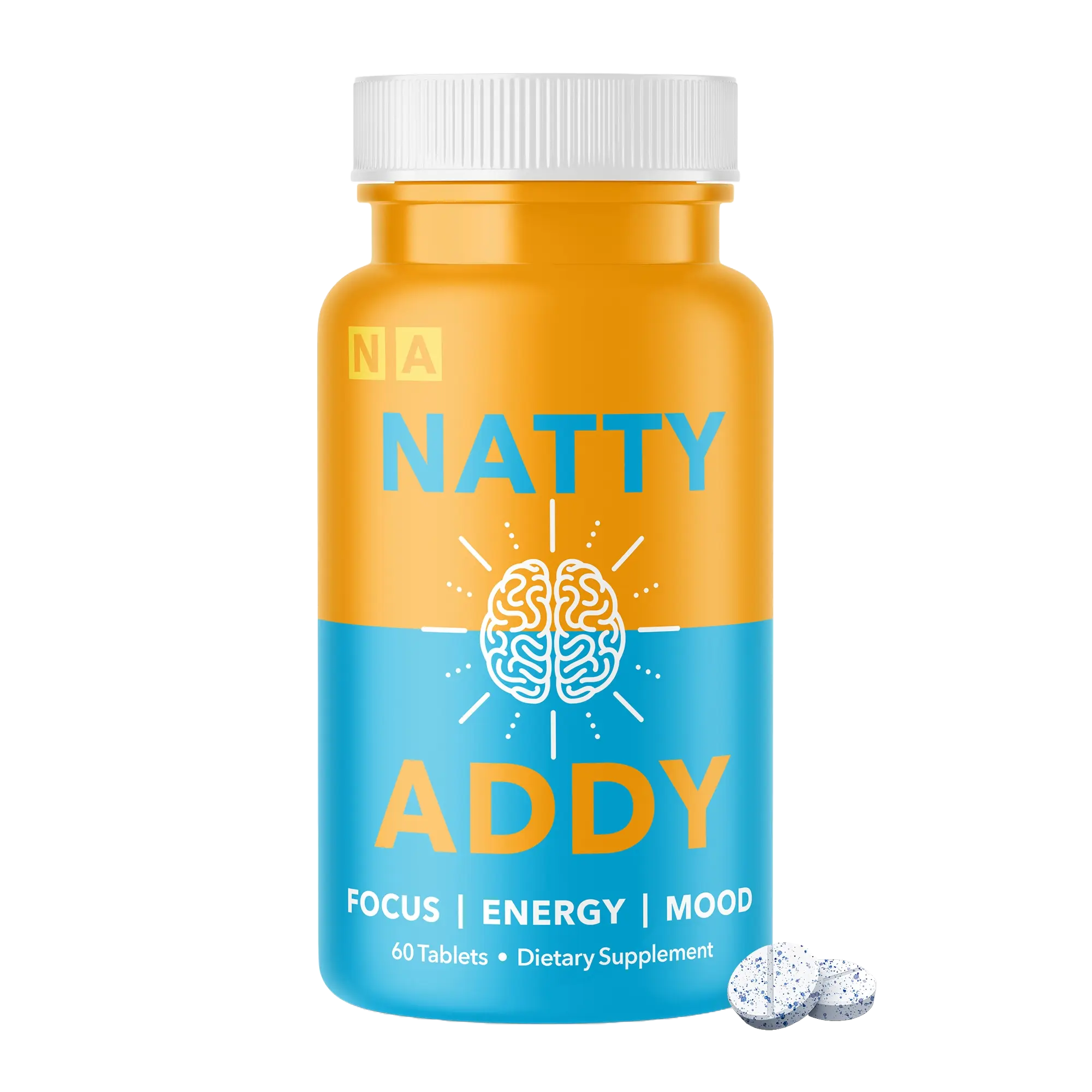 Natty Addy Maximum Strength Brain Support - Methylene Blue Pharmaceutical Grade, Caffeine & L-Theanine - Focus Supplement 60 Capsules for Mental Clarity and Alertness