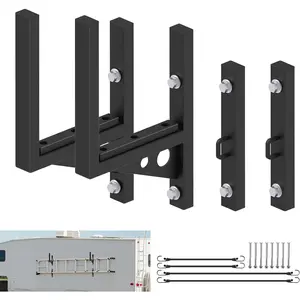 Ladder Rack for Trailer Side Mount Ladder Rack with Pads Bungee Cords Hooks - Fits Open/Enclosed Trailer Side Walls Garages Tool Sheds Gardens - 300 LBS 2 Pack