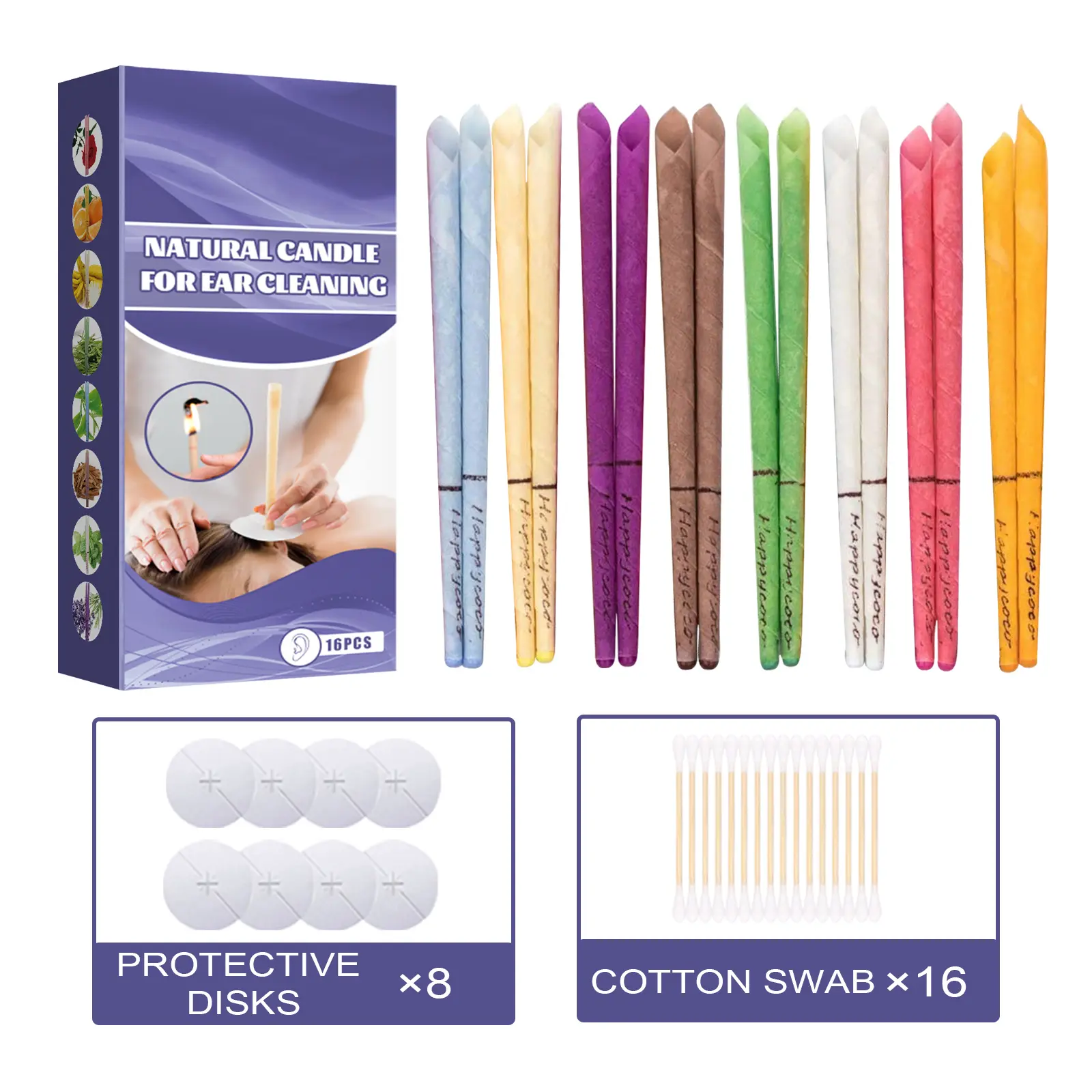 Jaysuing Peppermint Aromatherapy Ear Candle Set, Ear Care Tool with Plug Candle for Cleaning & Stress Relief Relaxation, Ear Cleaning Ear Hygiene Set Ear Cleaner