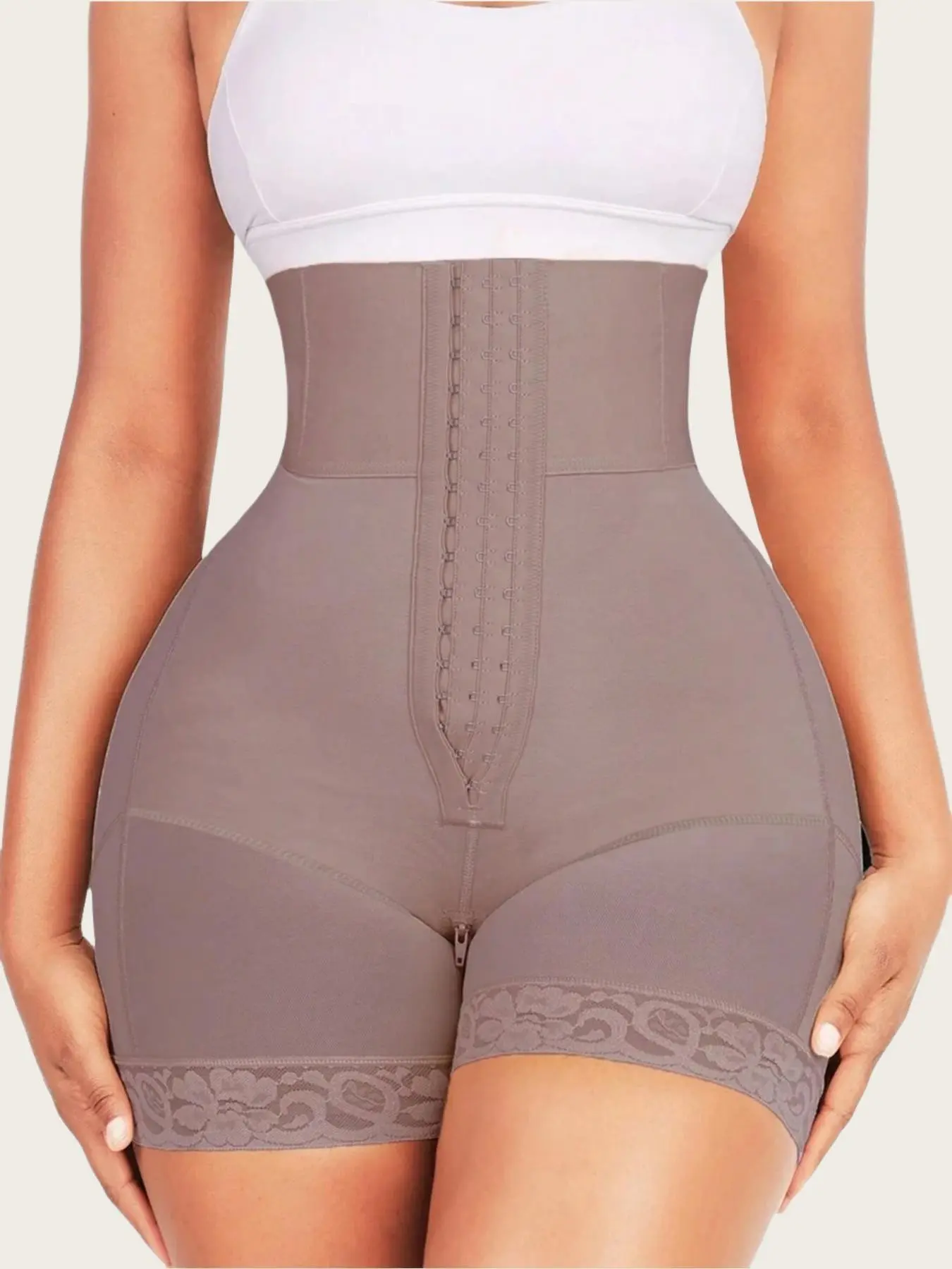 1 Count Women's Tummy Control High Waisted Shapewear, Tummy Control Garments, Stretch Sculpting Shapewear Shorts, Faja Shorts, Colombian Shapewear, Front Adjustable Hook Closure Compression Shaping Panty, Ideal for Yoga & Fitness