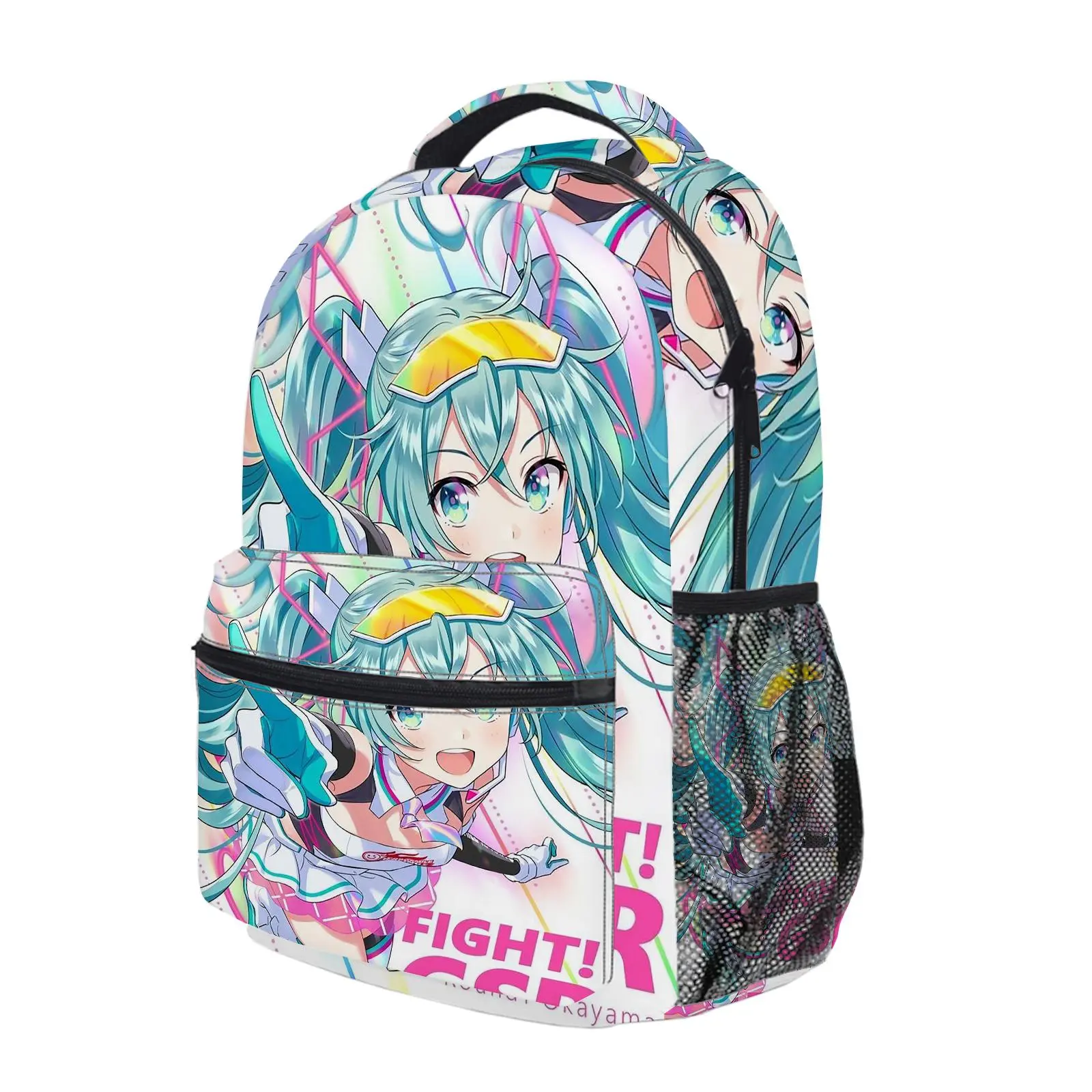 hatsune miku  Y2K Fashion School Backpack for Teen Girls, Cute Cartoon Aesthetic Student Bookbag with Padded Shoulder Straps, Large Capacity Casual Daypack and Travel Bag for Kids L-204