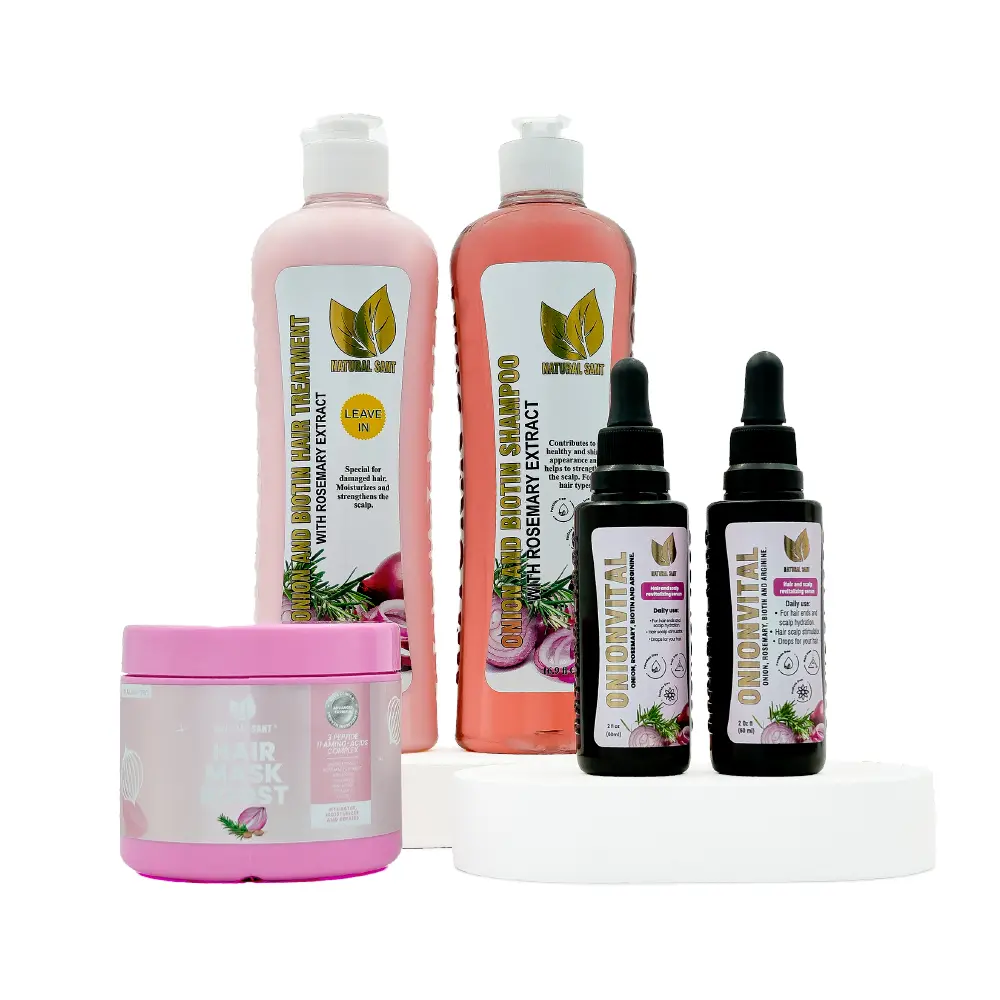 Natural Sant- Hair revitalizing Bundle, Onion Rosemary and Biotin set + Hair Boost Mask, Onionvital Hair Serum
