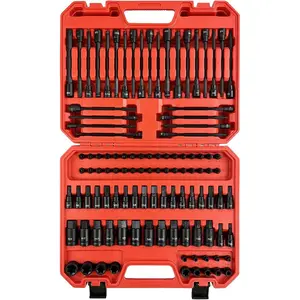 107 count Bit Socket Set,1/4,3/8 & 1/2 Drive Bit Socket Set,Torx/Extra Long/Tamper Proof/Hex/Ball End Hex,S2 Alloy Steel & CR-V,SAE&Metric