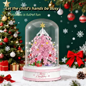 Artificial Christmas Tree 800-Piece Musical Building Set – Mystery Color (Gold or Pink) | Christmas Decorations 2025 & Surprise Holiday Gift for Halloween, Thanksgiving | Creative DIY Educational STEM Toy for Kids