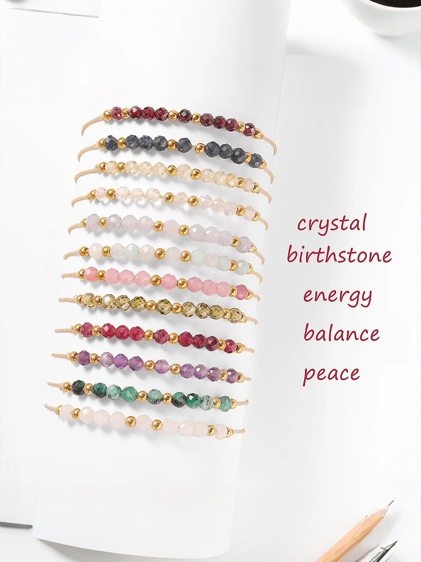 December Birthstone Natural Garnet Crystal Energy Bracelet, Handmade Beaded Jewelry Gift for Women & Girls, Birthday Stone Accessory, Crystals and Healing Stones, Crystal Bracelets