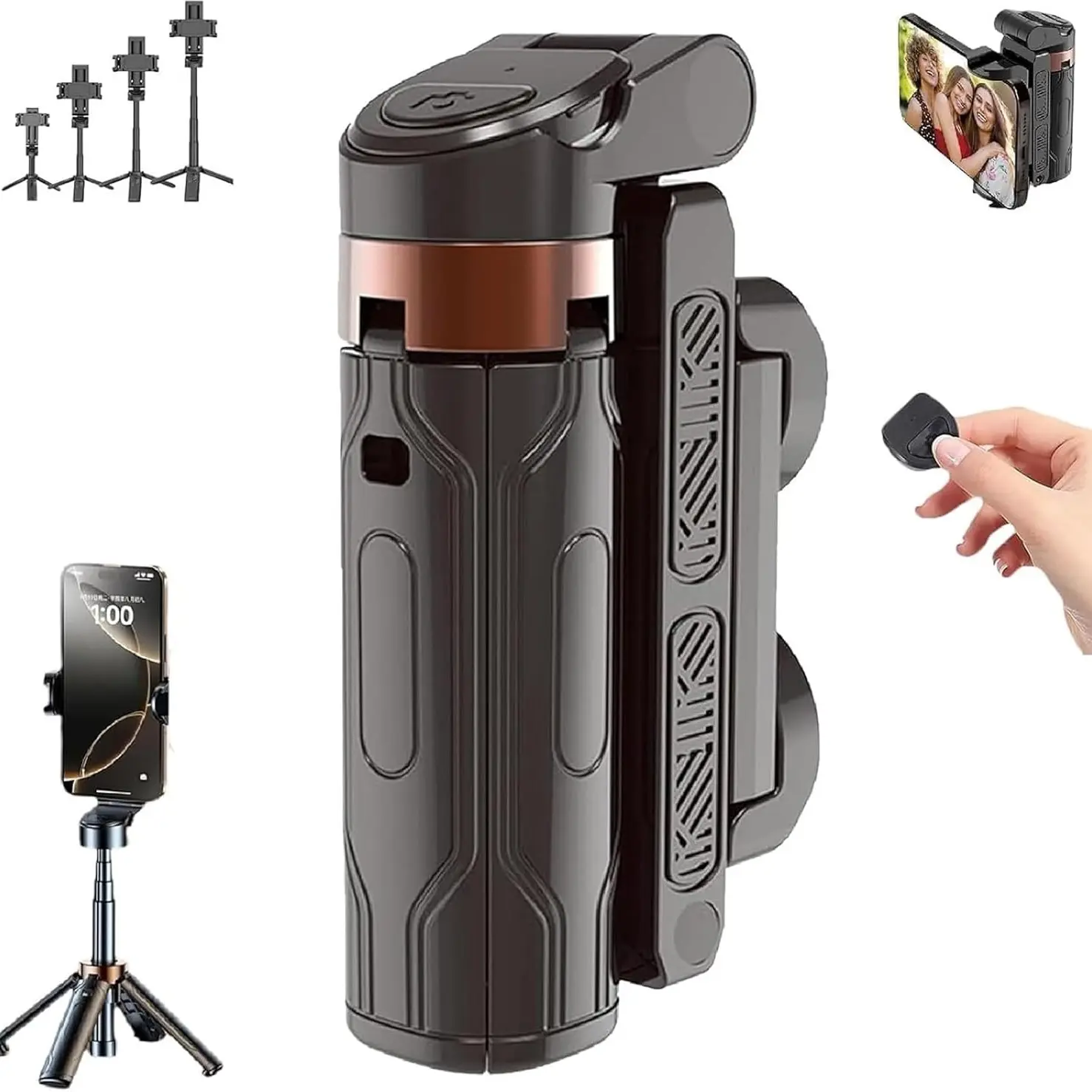 Portable Selfie Stick with 360° Rotatable Mini Tripod and Detachable Remote, Phone Selfie Stand for Selfies, Vlogs and Landscape Photography