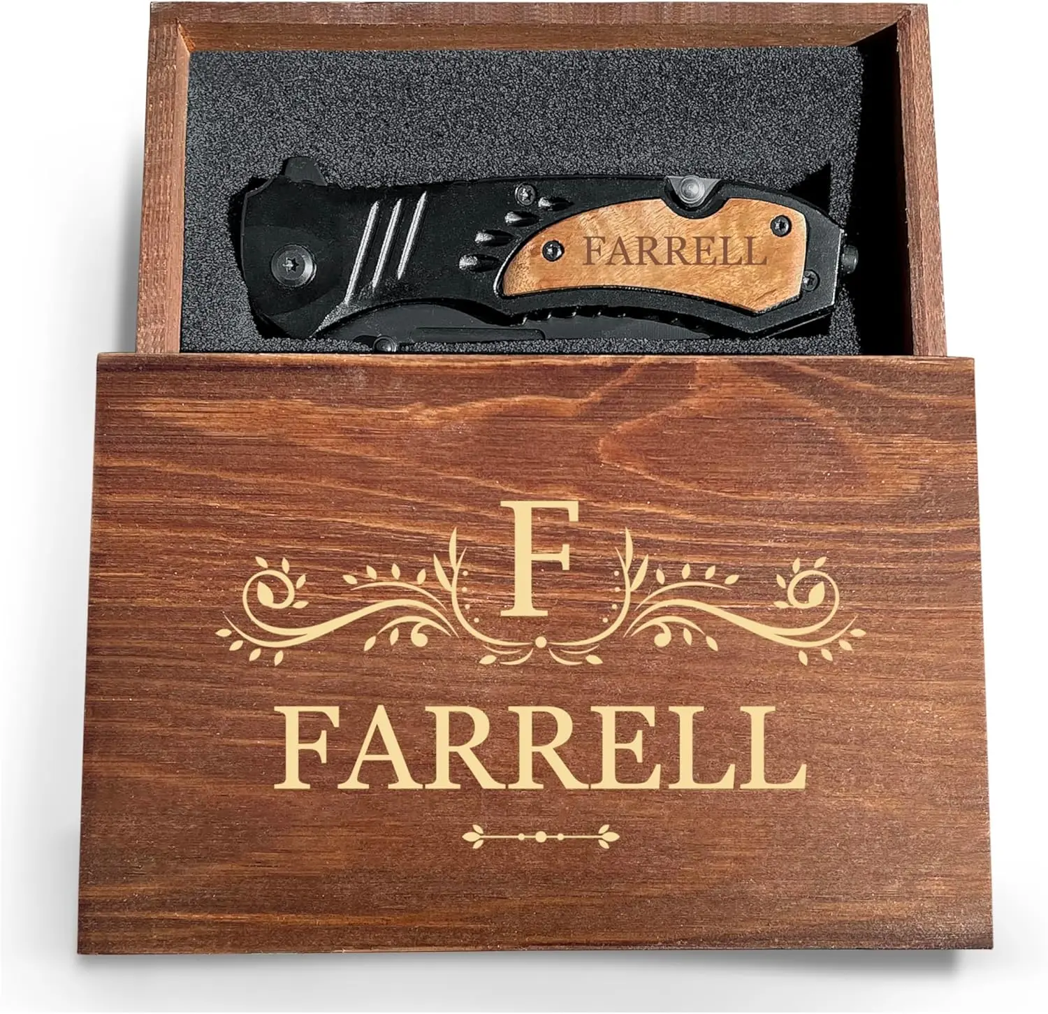 Personalised Engraved Wooden Keepsake Box, Folding Camping Fishing Survival Knife, Personalized Keepsake Wood Box, Custom Wedding Gift, Custom Photo Box, Gifts for Her