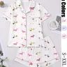Women's Cartoon Dog Print Sleepwear Set, Casual Fitted Short Sleeve Top & Elastic Shorts, Comfortable Home Wear for Spring & Summer, Pajama Set, Soft Sleepwear & Loungewear, Loungewear Outfit, Lounge Pjs Set