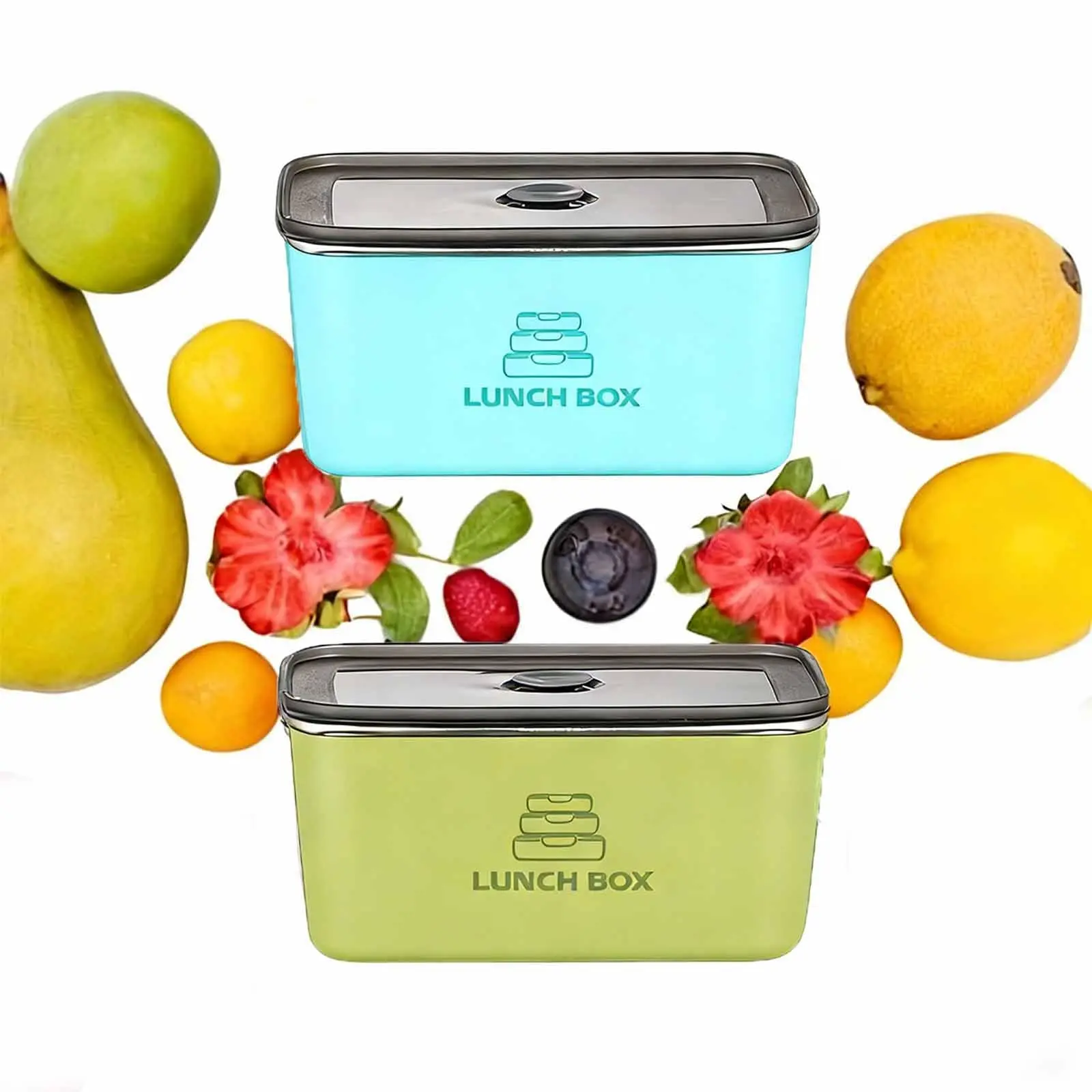 2-Pack Stainless Steel Food Storage Containers with Lids, 20oz Bentobox , Microwave Safe Metal Containers, Lunch Containers for Adults for Meal Prep,Candy,Fruit,Snack，Meal Prep Container Lunch Box Divided BPA-Free Safe Organizers Fridge Stackable freezer