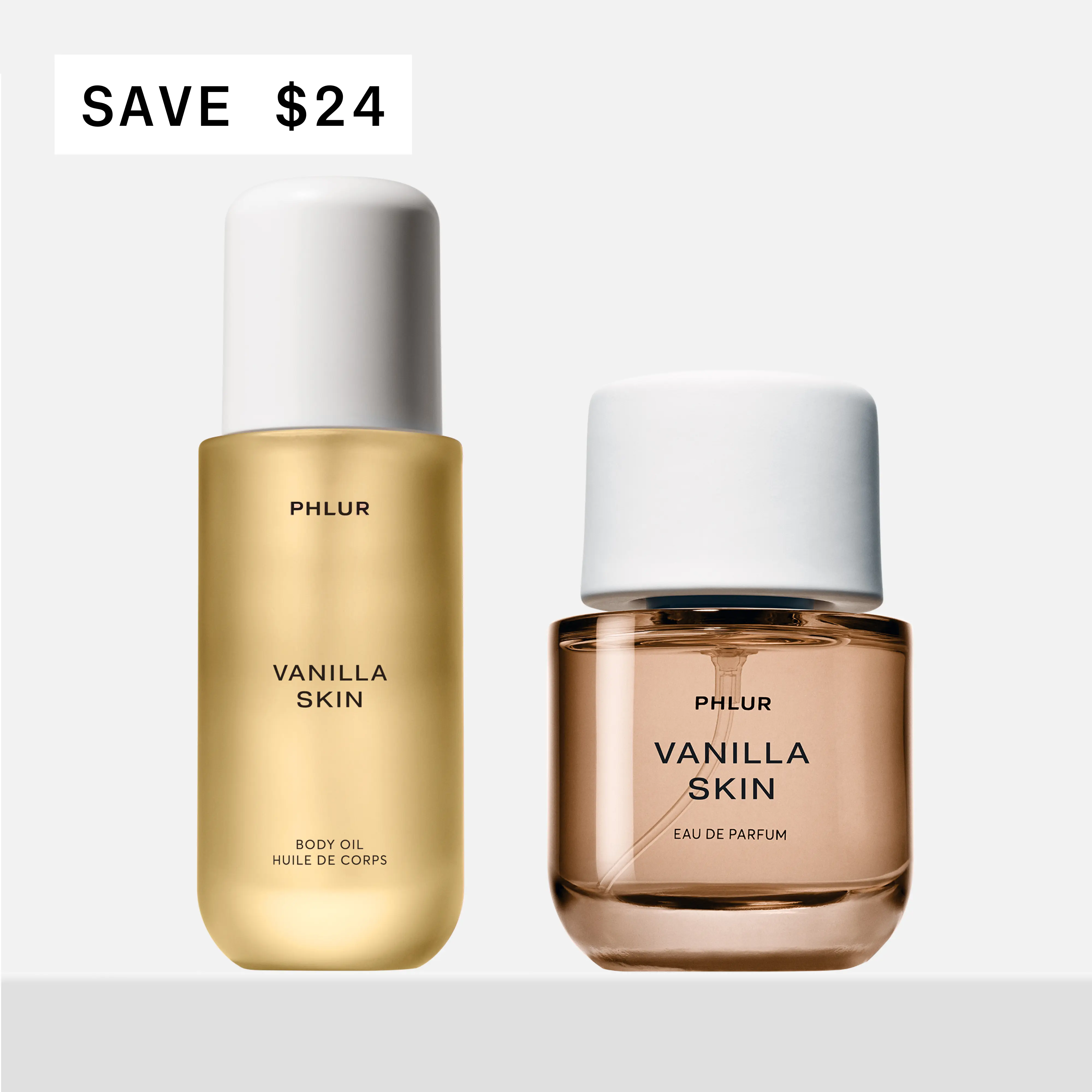 PHLUR Vanilla Skin Daily Ritual Duo - Eau de Parfum + Body Oil Set with Vanilla, Pink Pepper & Sandalwood (50mL + 4 fl oz) PHLUR Vanilla Skin Daily Ritual Duo - Eau de Parfum + Body Oil Set with Vanilla, Pink Pepper & Sandalwood (50mL + 4 fl oz)