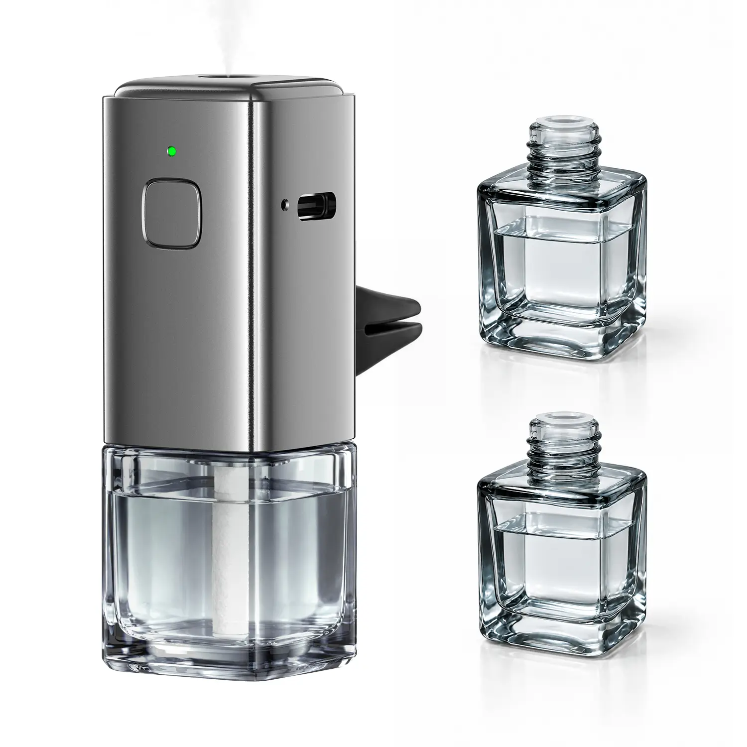 Rechargeable Car Air Freshener Diffuser - Elegant Metal Car Accessories with Adjustable Fragrance, Long-Lasting Scent, Portable Design, 2 Replacement Bottles for Auto Interior, Drivin,techvibes