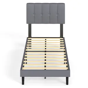 Twin/Full/Queen/King Size Fabric Upholstered Sturdy Wood Slats No Box Spring Needed Modern Design with Upholstery Platform Bed