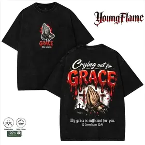 God's Grace Christian Washed T-Shirt - 2 Corinthians 12:9 - Street Gift of Faith, Unisex, Double-Sided 100% Cotton, A Gift for the Superior to Faith graphic tee covenant vintage japanese streetwear