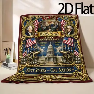 Manta conmemorativa del 250.º aniversario de los Estados Unidos (1776-2026) de 2Dflat - Manta de franela ultrasuave, adecuada para sofás, camas o decoración del hogar, lavable a máquina, colcha gruesa de 280 g con diseño de temática histórica