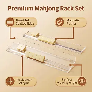 2026 New Transparent Acrylic Mahjong Racks With Pushers, Sturdy American Mahjong Holder, Party Game Essential