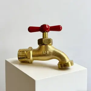 1pc 1/2 Slow Open Copper Plated Anti-Rust Faucet, Washer Home Garden Water Pipe Connector, Threaded Head for Mop Pool Outdoor Gardening, Car Wash Hose Interface