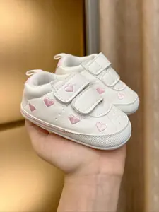 Cute Heart Pattern Velcro Baby Shoes, Casual Comfortable Soft Sole Shoes for Infant Toddler, Fashionable Walking Shoes for Daily Wear