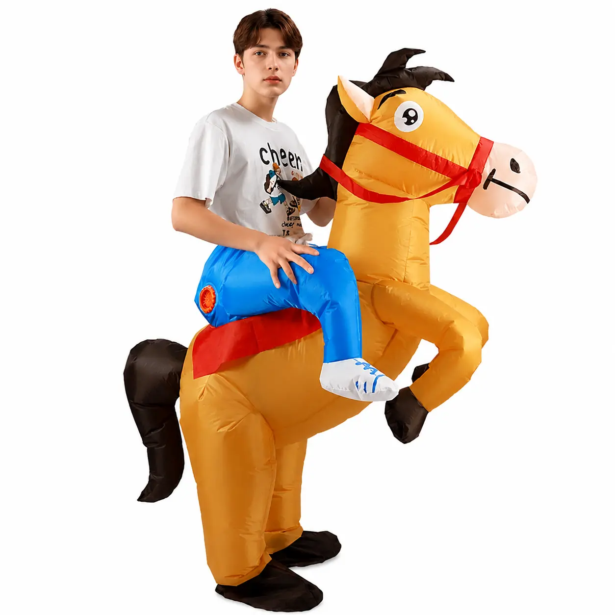 Inflatable Horse Costume Adult Funny Horse Riding Blow Up Costume for Halloween Parties Cosplay Christmas Birthday Carnival