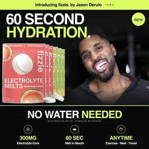Fizzie Electrolyte Melts By Jason Derulo - Variety 4 Pack - Dissolving Electrolyte Tablets For Fast Hydration - Natural, Sugar-Free Hydration Supplement - 2x Watermelon, 2x Lemon Lime (40 Servings)