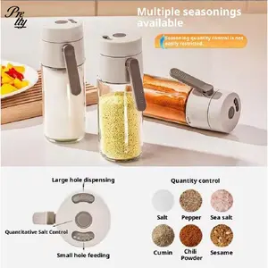 250ml Sealed Glass Salt Jar Set of 2 Press-to-Dispense Measuring Seasoning Dispenser Kitchen Household Salt Control Bottle Y2K Unique Funky Sentimental Accessories