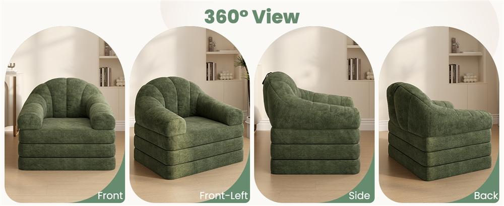 Yaheetech 2-in-1 Folding Sofa Bed , Convertible Tri-Fold Floor Sleeper No Assembly Required with U-Shape Armrests and Built-in Carry Handle for Living Room and Bedroom