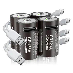 4Pack CR123A CR123 Batteries 3V Lithium Li-ion USB Rechargeable w/ Cable 4Pack CR123A CR123 Batteries 3V Lithium Li-ion USB Rechargeable w/ Cable
