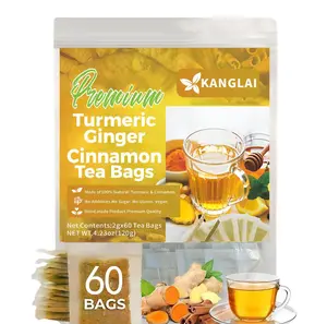 Turmeric Ginger Cinnamon Tea, Anti-Inflammatory Herbal Tea, Handmade Eco Tea Bags, 100% Natural Vegan, Caffeine-Free Sugar-Free Gluten-Free Healthy Drink, Herbal Blends Beverage
