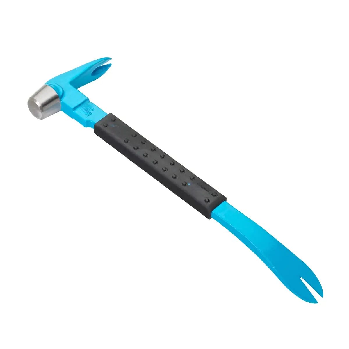 Unique Hammer Head 12" Pry Bar - Multi-Functional Tool with Cats Paw, Crowbar |       Rubber Grip, Polished Beveled Claws - Forged Steel Design for Strength and Durability