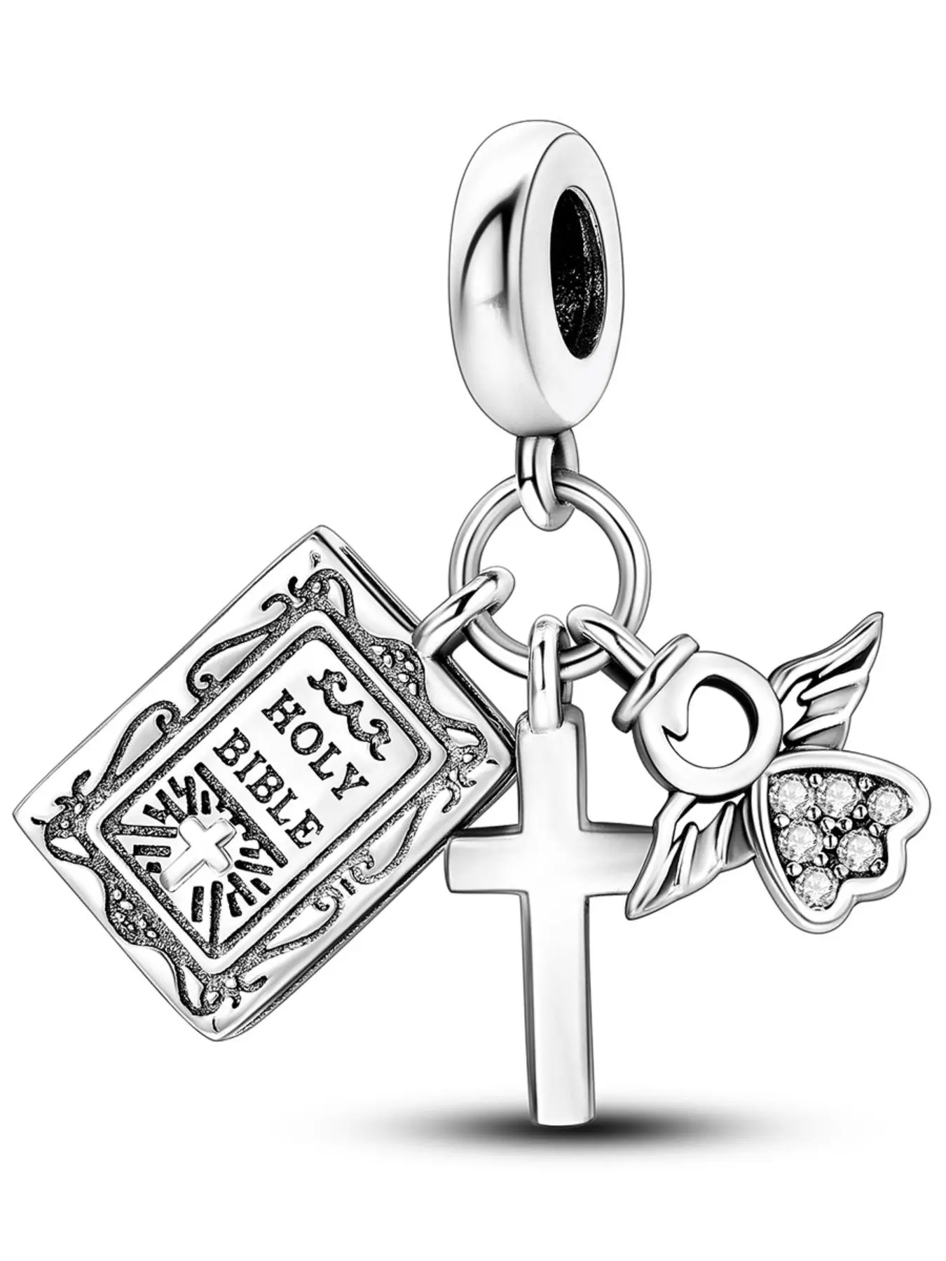 Cross & Geometric & Angle Design Pendant Bead, Rhinestone Decorated Charm Bead, DIY Jewelry Making, Pendant for Bracelet & Necklace