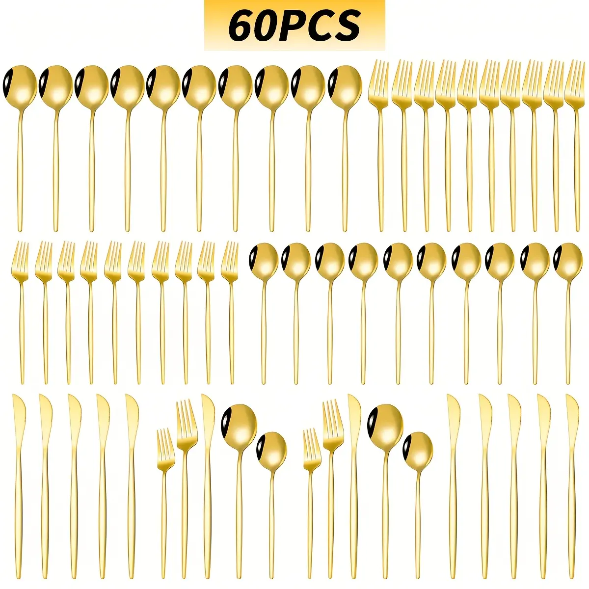 60-Piece Stainless Steel Cutlery Set, Mirror Polished Household Hotel Knife Fork Spoon, 12-person Stainless Steel Cutlery Set, Can Be Cleaned In The Dishwasher, Perfect Choice For Banquets, Parties