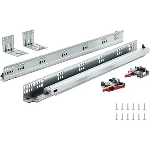 VEVOR 6 Pairs 21 Inch of 15 18 21 Inch Soft Close Bottom Mount Drawer Slides, Heavy Duty Ball Bearing Full Extension Steel Track, Noiseless Guide Glides Cabinet Kitchen Runners with Locking, 100 Lbs