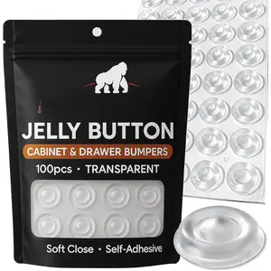 Cabinet and Drawer Soft Close Bumpers - Jelly Button Sound Dampening Self Adhesive Rubber Bumper - Clear, Transparent - Round 1/2" Diameter - 100 count
