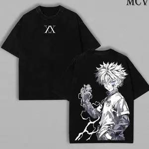 Killua Zoldyck T-Shirt – Hunter x Hunter Washed Oversized Anime Tee | Unisex Heavy Cotton Streetwear for Otaku & Manga Fans P90