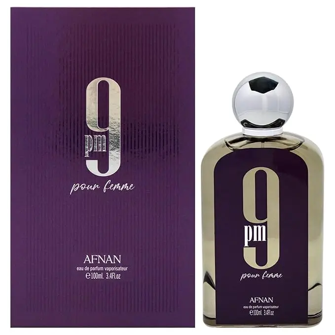 AFNAN 9PM Pour Femme for Women Eau de Parfum Spray 3.4 Oz Perfume Fragrance Sweet Fruity Floral Vanilla
