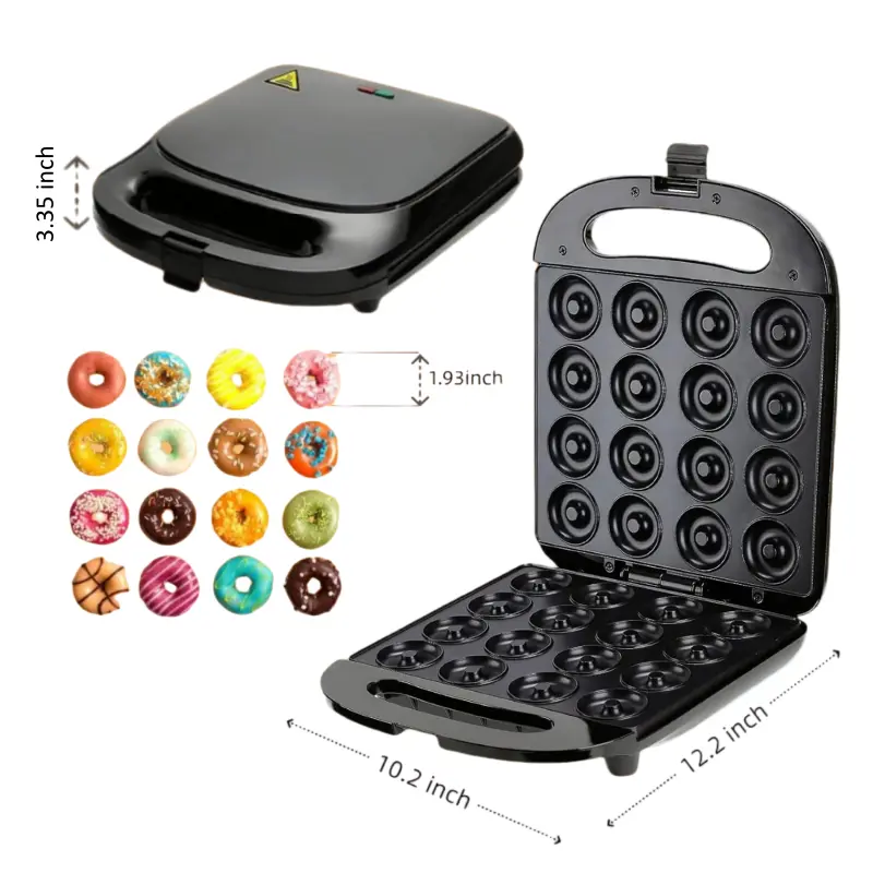 16-Hole Electric Donut Maker Home Appliance - Double-Sided Heating, Non-Stick Baking Pan, Easy to Clean for Breakfast, Snacks, Home Appliances