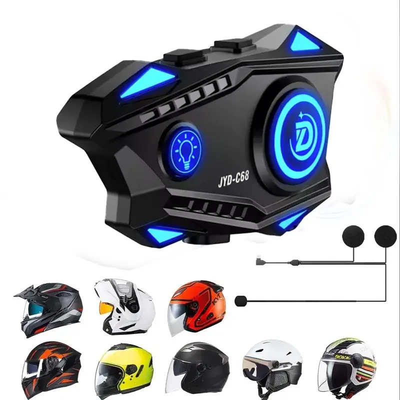 Rechargeable Motorcycle Helmet Speaker, Ipx6 Waterproof, Auto Call & Music Control, Compatible with All Helmets, Convenient Design