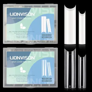 480PCS Extra Long NO C Curve Nail Tips XL, 2 Packs Natural and Clear Nail Tips for Acrylic Nails Professional Set, 12 Sizes Straight Tapered Square Press on False Nail Tips for Nail Art Salon Home DIY