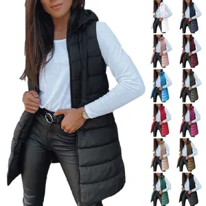 Imily Bela Women Long Vest Solid Color Sleeveless Hood Winter Puffer Vest Outwear SpringStatements
