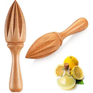 2 Pcs Wooden Citrus Reamer Lemon Hand Juicer Beech Wood Handheld Citrus Juicer Easy to Hold Kitchen Juicing Tool Manual Orange Lime Lemon Juice Reamer Extractor for Daily Home Bar Cafe Restaurant Use