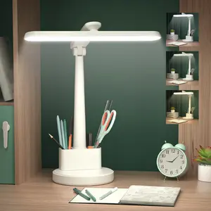 Eye Protection LED Reading Lamp Rechargeable Light with Pen Holder,Energy Saving Desk Lamp for Student Study, for Dormitory and Office Use 4000mah Dimming & Color Adjustment