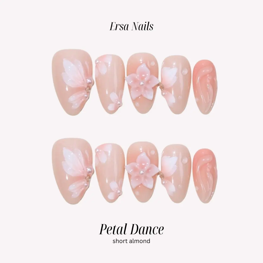 ErsaNails Short Almond Collection – Handmade Press-On Nails 10PCS | Acrylic, Reusable, Salon-Quality, Long-Lasting, Glossy Design