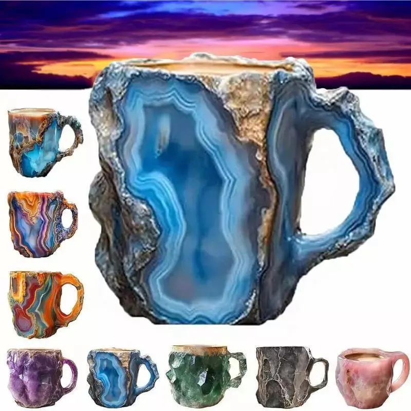 1pc Handmade Mineral Crystal Coffee Cup Elegant Multi-colored Coffee Cup Ceramic Drinkware