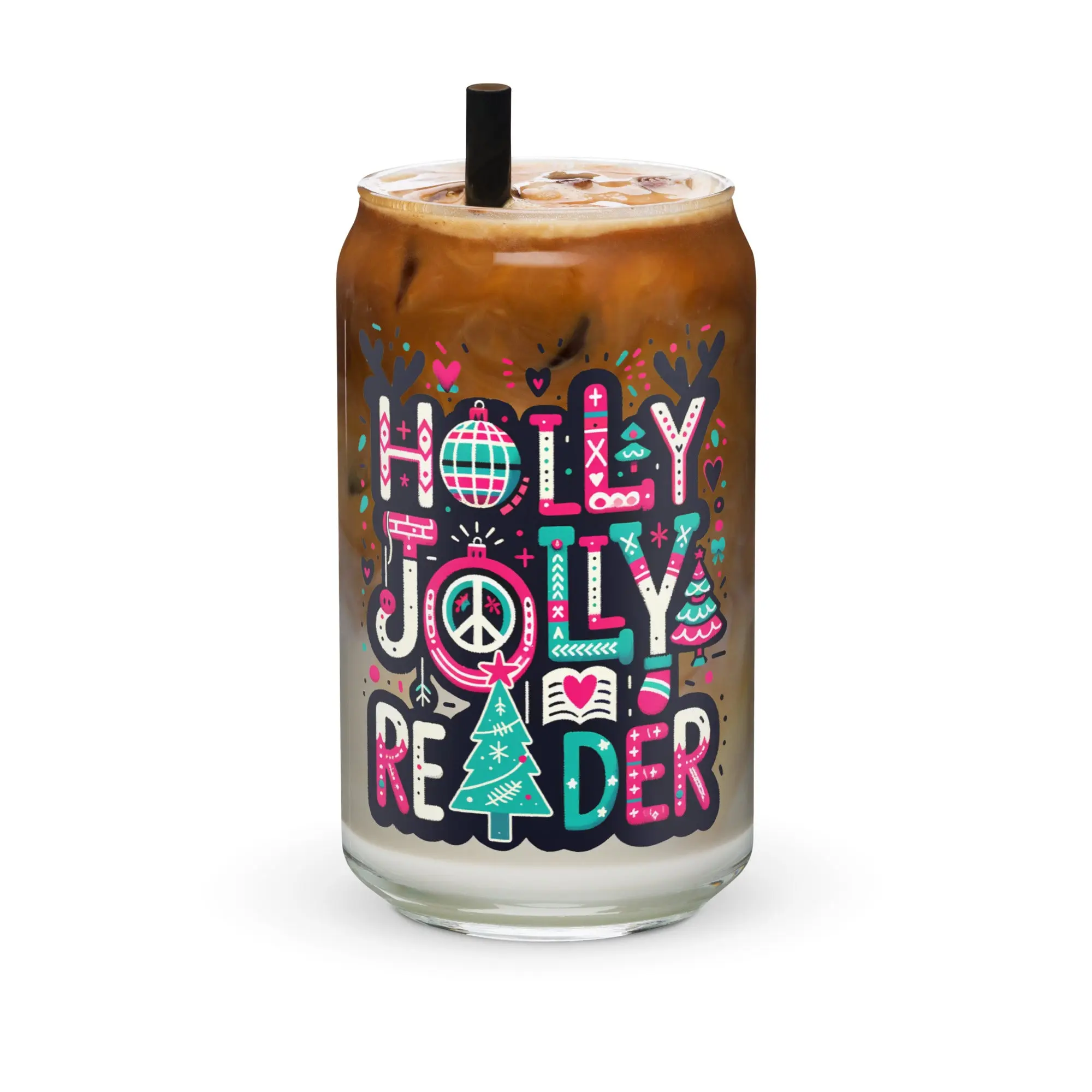 Holly Jolly Reader--=%2=- Christmas=%2=-- Holiday Glass Tumbler BookTok Can-shaped glass Coffee Cup BookWorm Bookish Gift Book Themed presents--=%2=- christmas=%2=-- sweatshirt--=%2=- trendy=%2=----=%2=- christmas=%2=-- trendy christmas