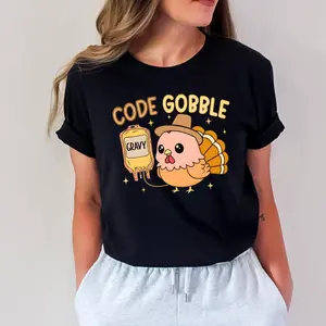Code Gobble Sweatshirt, Casual Graphic Tees Unisex Classic Hoodie Sweatshirt Trendy Clothes Graphic Hoodies, Crew Neck Graphic T-Shirt
