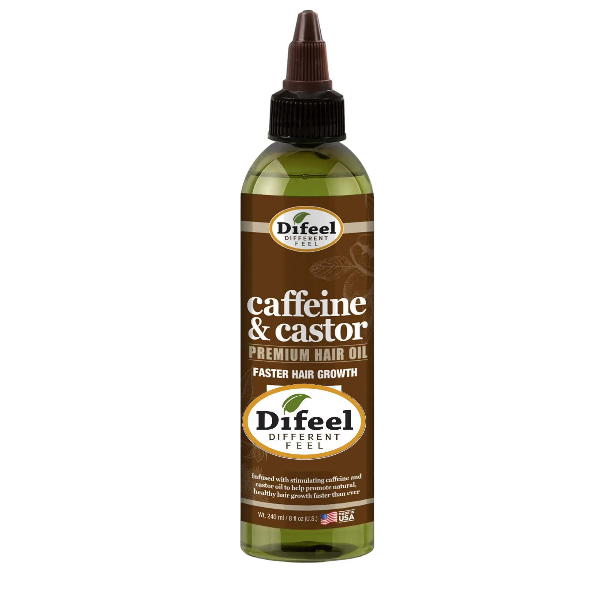 Difeel Caffeine & Castor Hair Oil Blend 8 oz – Nourishing Hair & Scalp Treatment