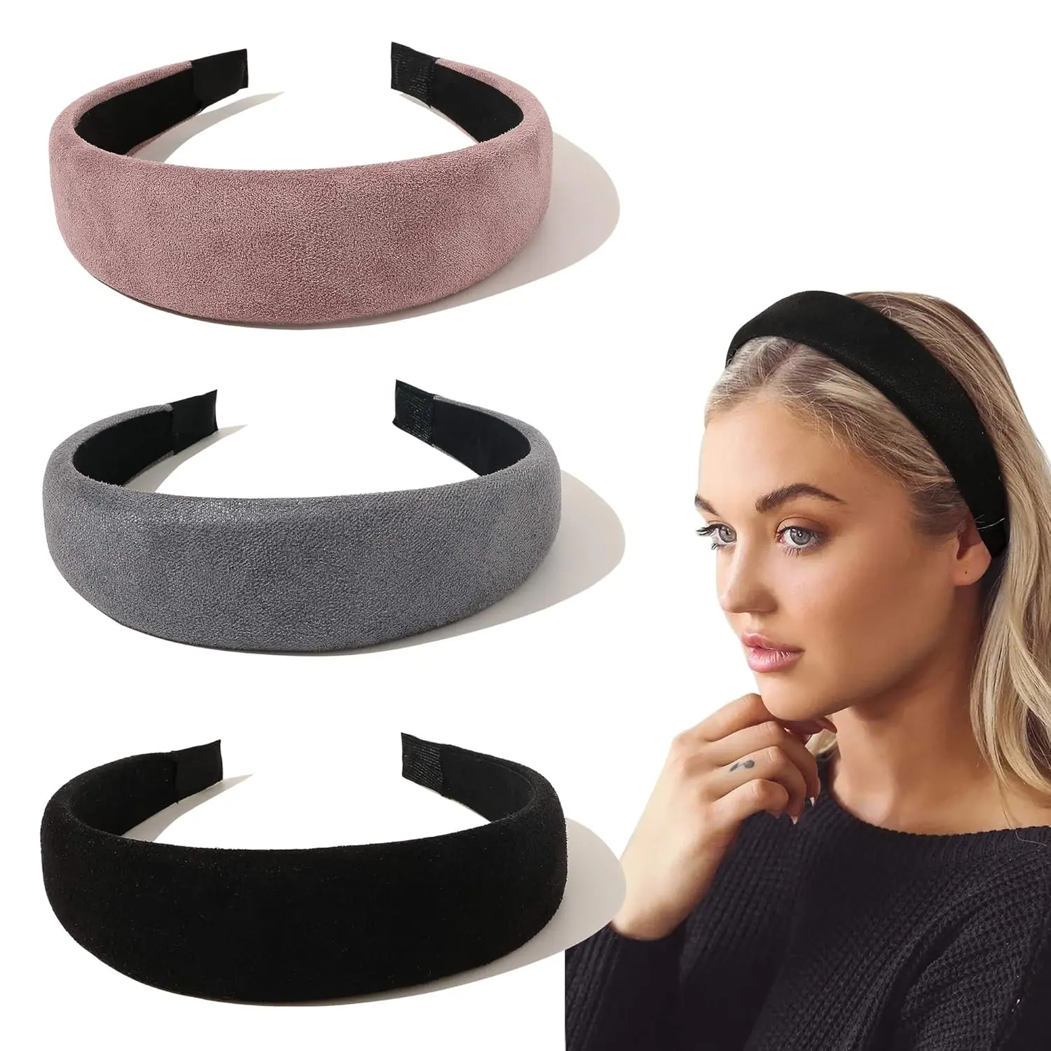 Headbands for Women  Bands - Fashion Womens Headband Diademas Para Mujer De Moda Hair Accessories Hairbands for Girls No Slip Cute Black  Gray Headband  for Women
